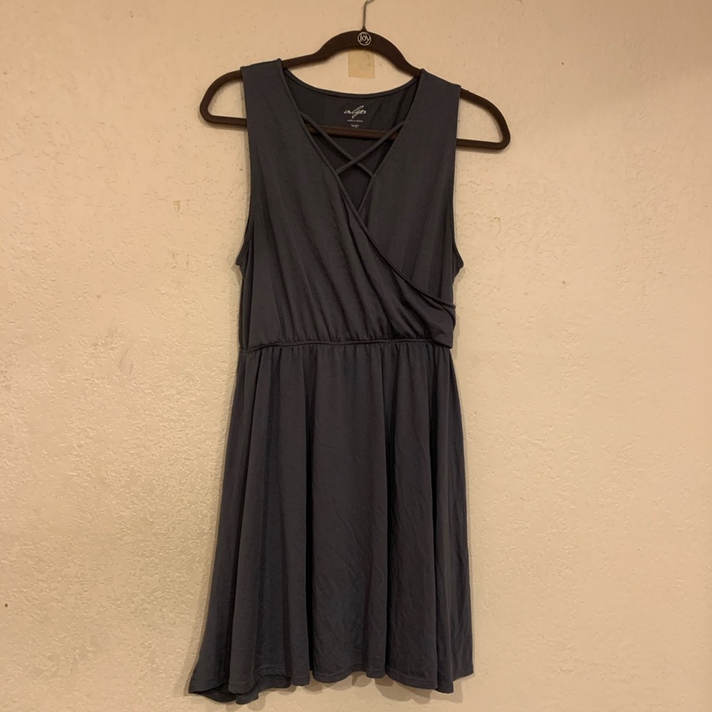 Grey Criss Cross Wrap Dress